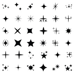 Obraz premium Collection of black starburst shapes and sparkles