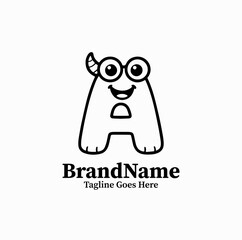 Obraz premium Alphabet Monster Letter A Cute Kids Learning Mascot Character
