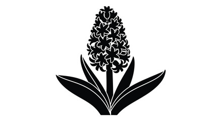 A striking black and white illustration depicts a hyacinth flower with detailed floral arrangement © ArtBySalea07