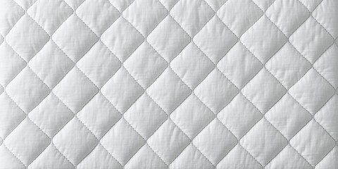 Fototapeta premium White quilted texture fills frame. Diamond pattern creates soft, repeating visual effect. Minimalist design, clean aesthetic.