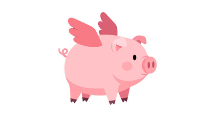 Fototapeta premium Flying pig vector illustration, cartoon style graphic for fun designs and concepts
