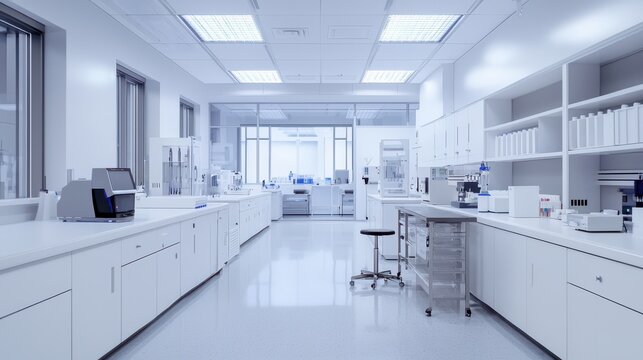 Modern Laboratory with White Cabinets and High-End Equipment