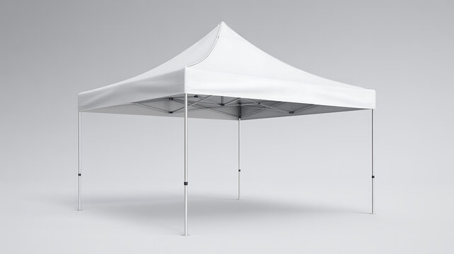 White Pop-Up Canopy Tent for Outdoor Events Isolated on White Background