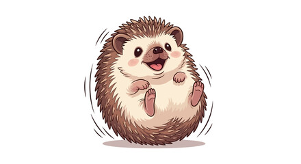 Cute cartoon hedgehog rolling happily, white background, playful animal illustration © Free vector