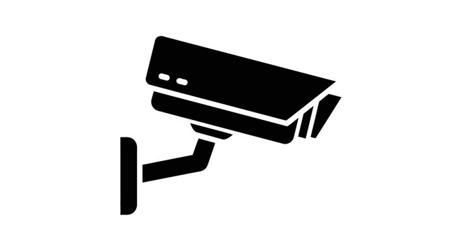 Minimalist flat vector illustration of a CCTV security camera icon.