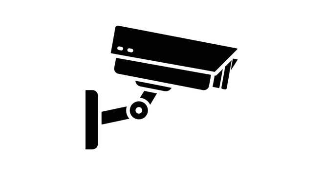 Minimalist flat vector illustration of a CCTV security camera icon.
