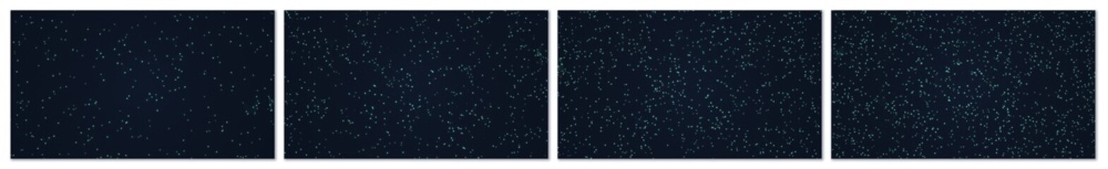 This technology background set features four dark blue backgrounds with a dense network of connected teal dots, creating an abstract digital pattern