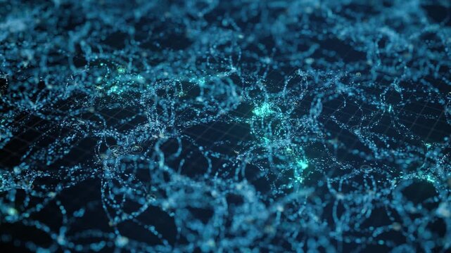 Digital Matrix of Streaming Binary Data - Abstract Blue Technology Background - 4K Loop