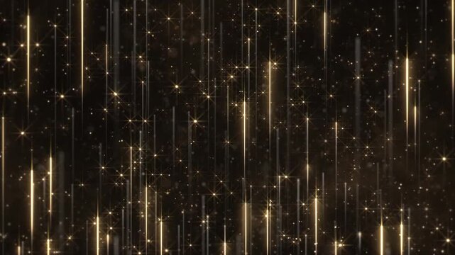Luxury event background with glittering gold star particles and golden shooting stars. This elegant motion background animation is ideal for award ceremonies, talent shows and special occasions.