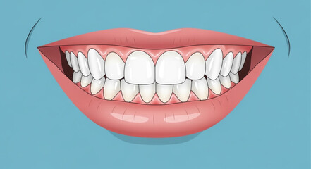 Illustration of a wide smile with healthy white teeth. © prastyo