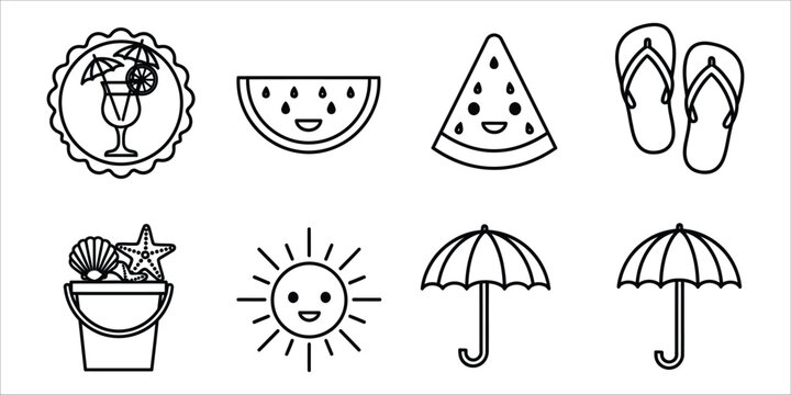 Summer vacation icons