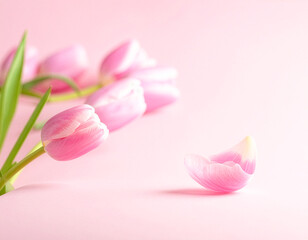 Naklejka premium Różowe tło tulipany