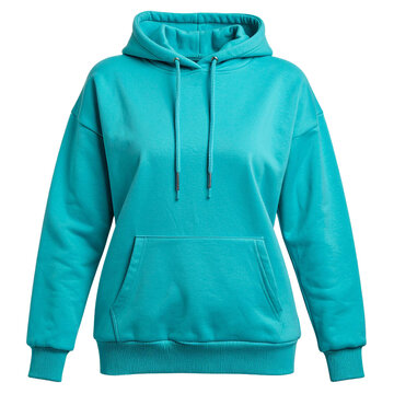 Frischer t&uuml;rkisfarbener Fleece-Hoodie f&uuml;r Damen