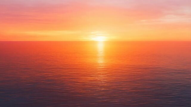 Sea tranquil with serene sunset reflecting on rippling water surface featuring ocean, reflection, sun with sky and clouds elements for peaceful, calm