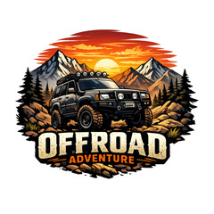 offroad adventure 4x4, mountain sunset scene, rugged terrain driving, off road vehicle illustration, 4x4 adventure lifestyle, scenic mountain landscape, golden hour sunset, dirt trail exploration, ove © Else