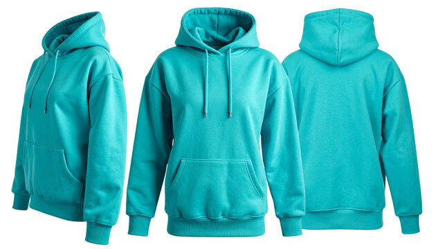 Frischer t&uuml;rkisfarbener Fleece-Hoodie f&uuml;r Damen