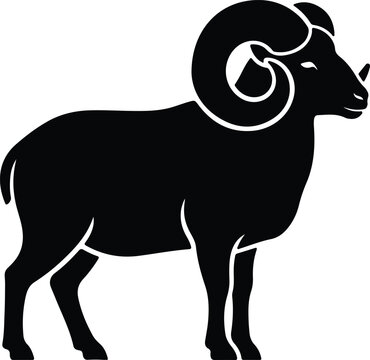 Vector silhouette ram side view standing pose graphic design