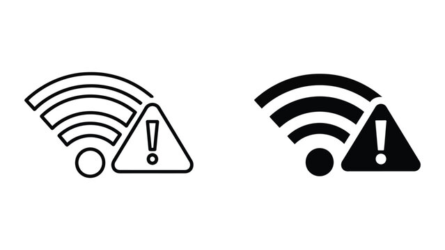 No WiFi signal warning icons vector illustration