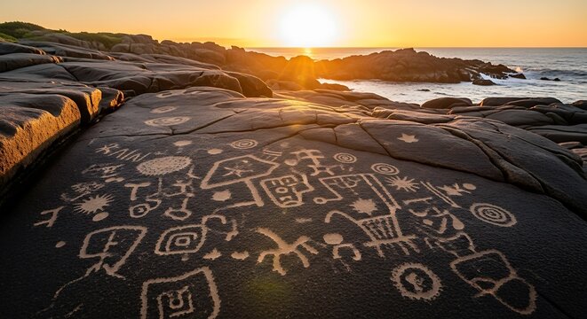 Petroglyphs at Sunrise.
