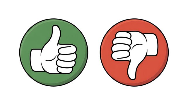 Set of 2 thumbs up and down icons vector