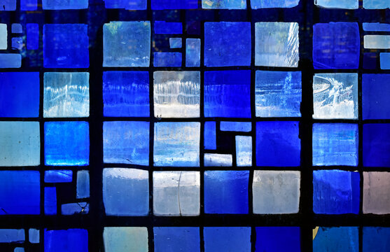 Detail of a stained-glass window on Dom Bosco Sanctuary in Brasilia, Federal District, Brazil