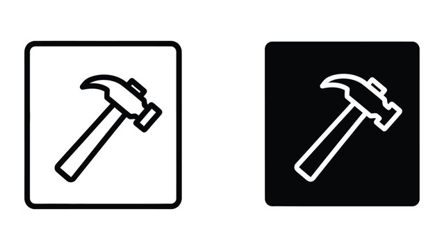 Hammer icons in black and white vector illustration