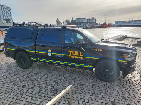 Swedish Customs (Tull) Vehicle Parked on Street in Helsingborg Sweden
