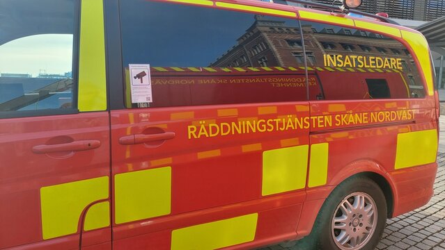 Fire Truck from Rescue Service Sk&aring;ne Northwest Responding in Helsingborg Sweden