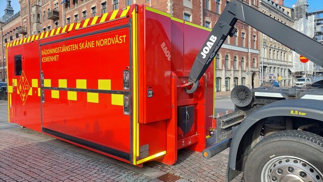 Fire Truck from Rescue Service Sk&aring;ne Northwest Responding in Helsingborg Sweden