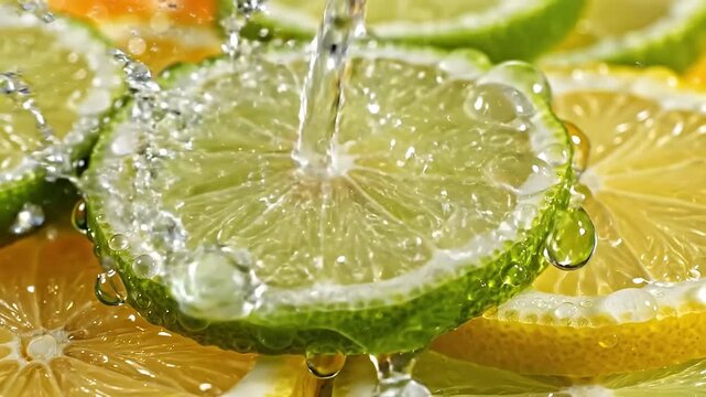 Refreshing Citrus Slices with Water Droplets Healthy Food