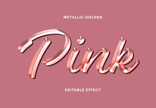 Metallic Golden Pink Script Text Effect