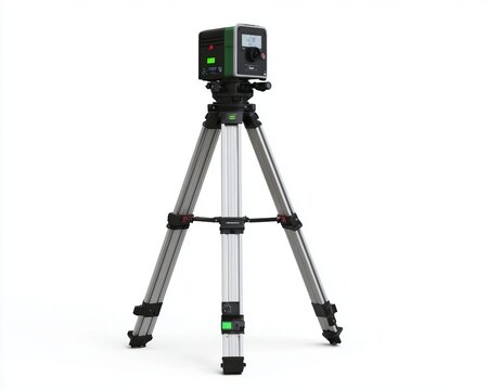 Laser level with a tripod, showcasing precision and accuracy in construction and surveying work. The device stands poised, ready for its task