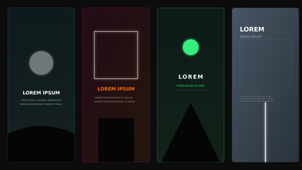 Fototapeta premium Modern Minimal Business Card Templates with Geometric Shapes and Dark Backgrounds for Corporate Branding and Marketing