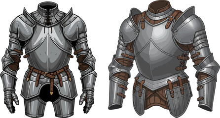 Fototapeta premium Set of 2 medieval knight armor plates vector