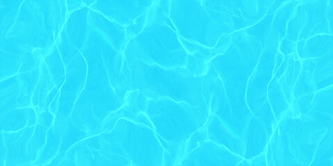 Obraz premium Blue water surface with bright sunlight reflections and ripples in swimming pool or tropical ocean