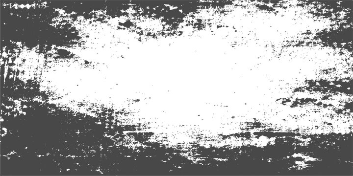 A high contrast black and white distressed texture background with a central white negative space