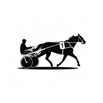 Silhouette of a horse drawn carriage and driver in dynamic motion