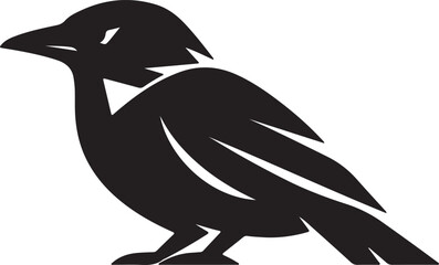 Obraz premium black silhouette of a bird standing on white background