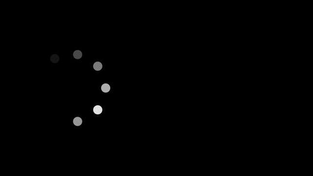 Circular Dot Loading Spinner Animation on Black Background / Alpha Background