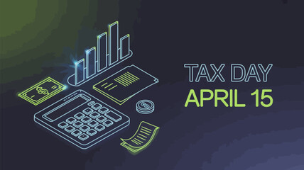 Fototapeta premium Visualizing tax season charts calculator documents and the april 15 deadline