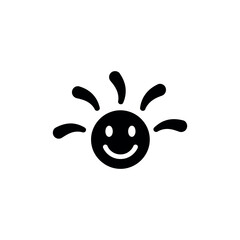Obraz premium Simple Black Smiling Sun Icon Design.