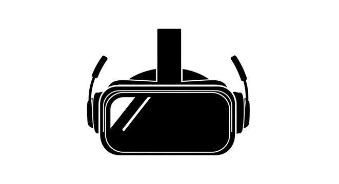 Virtual Reality Headset with Controllers and Headphones Attached