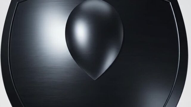 Black shield with a heart on a gray background