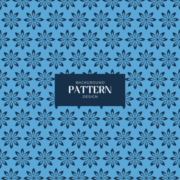 Blue floral seamless pattern background with geometric flower design