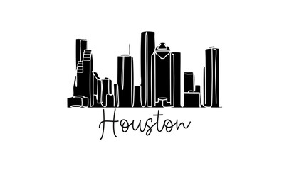 Fototapeta premium Houston city skyline silhouette vector illustration on white background