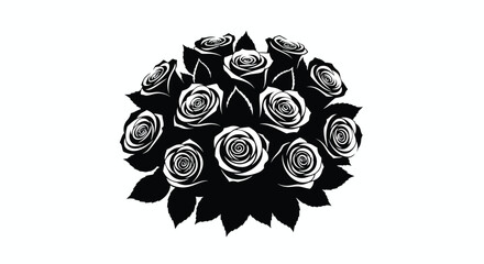 A dense bouquet of roses presented in a striking silhouette © sahidabegum