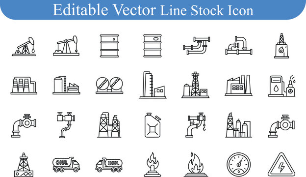 Industrial icons collection for energy and manufacturing