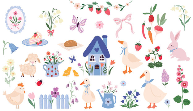 Spring summer rustic elements, whimsy countryside collection