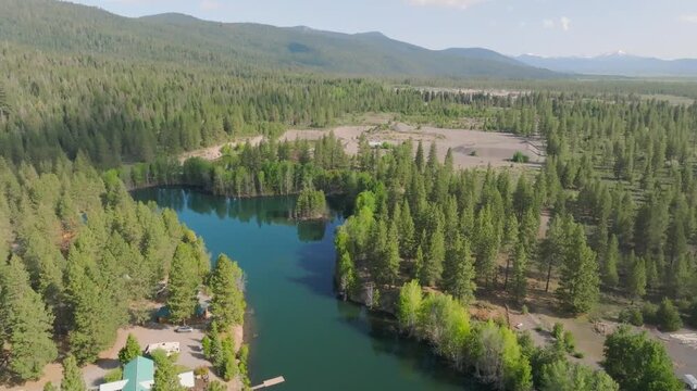 Pond near Klamath Lake in Southern Oregon - Drone