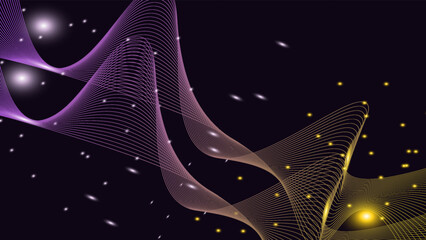 Speed star dust background. Golden blue magic ai tech abstract wavy streak pattern. Digital landscape neon shiny shimmer gradient. Technology glitter texture with light effect. Artificial data connect © isma